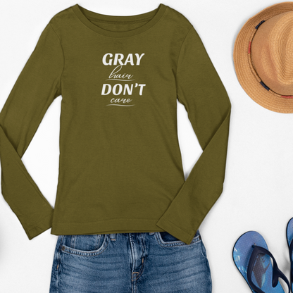 -Gray Hair Don't Care Long Sleeve Cooling Shirt-